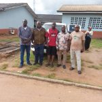 Dangote team with Mr Otabor (centre), husband of the victim.
